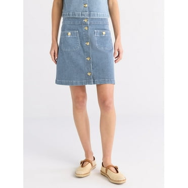 Free Assembly Women's Striped Denim Mini Skirt, Sizes 4-16