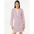 thumbnail image 1 of Free Assembly Women's Striped T-Shirt Bib Mini Dress with Long Sleeves, 1 of 6