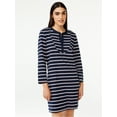 thumbnail image 1 of Free Assembly Women's Striped T-Shirt Bib Mini Dress with Long Sleeves, 1 of 6