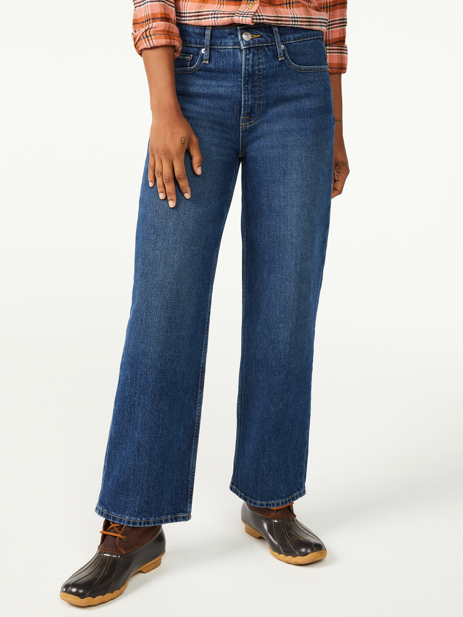 Free Assembly Women's Super High Rise Crop Wide Straight Jean - image 1 of 7