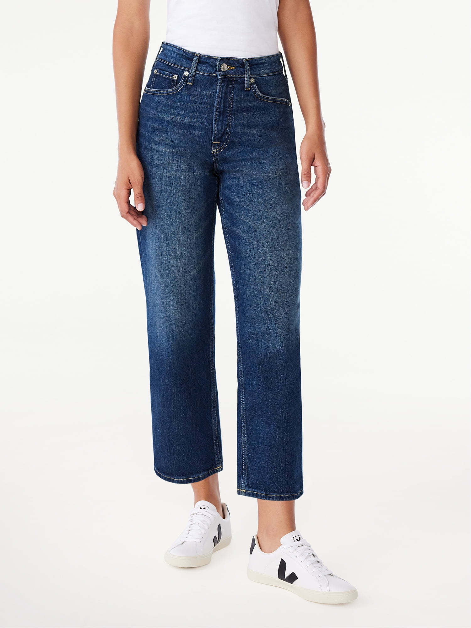Free Assembly Women's Super High Rise Cropped WideLeg Straight Jeans