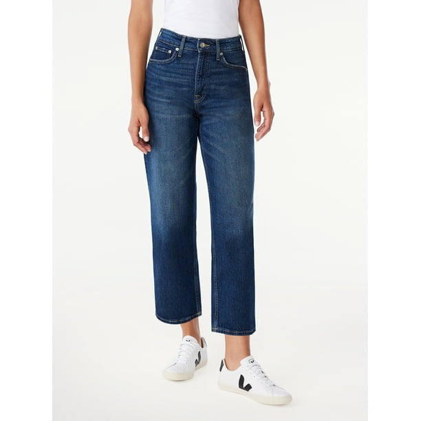 Free Assembly Women's Super High Rise Cropped WideLeg Straight Jeans
