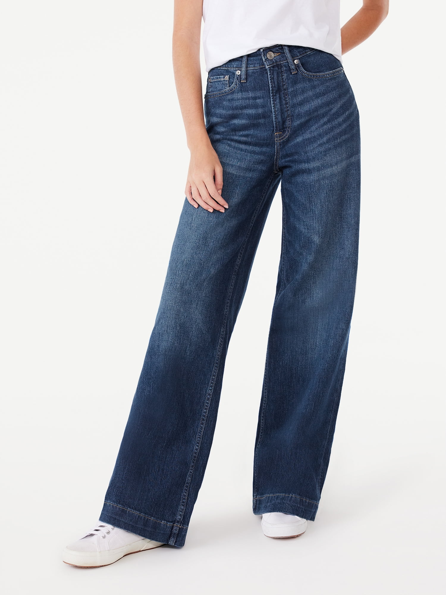 Free Assembly Women's Super High Wide Leg Jeans, 33” Inseam for Regular ...