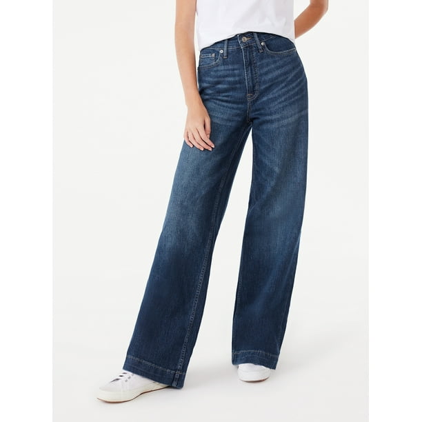 Free Assembly Women's Super High Wide Leg Jeans, 33” Inseam for Regular