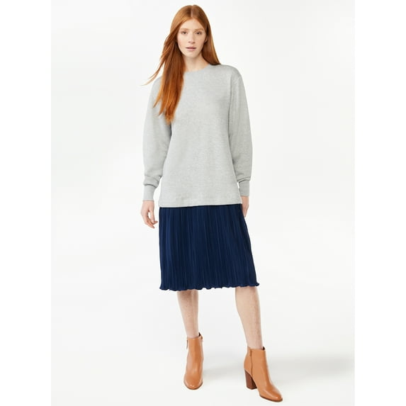 Free Assembly Women's Sweatshirt Pleated Mixy Dress