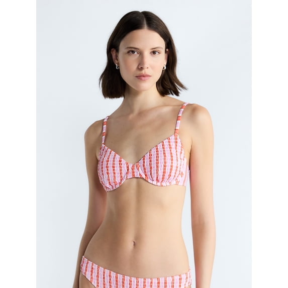 Free Assembly Women's Smocked Demi Underwire Bikini Top, Sizes XS-XL