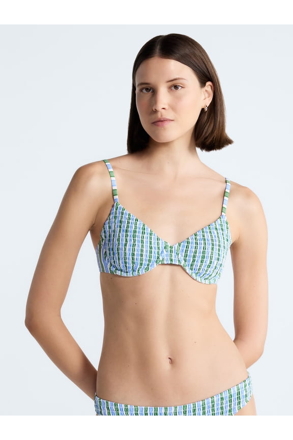 Women's Smocked Demi Underwire Bikini Top, Sizes XS-XL