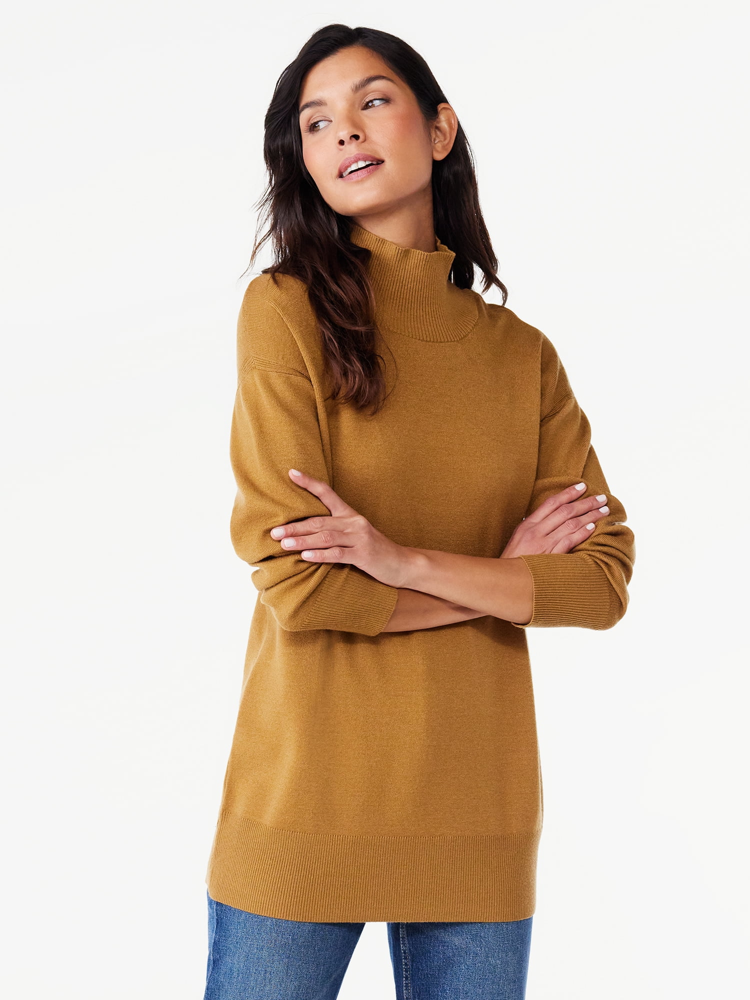 We the Free Women's Sunny Days Knit Oversized Turtleneck Sweater Orange Size XS