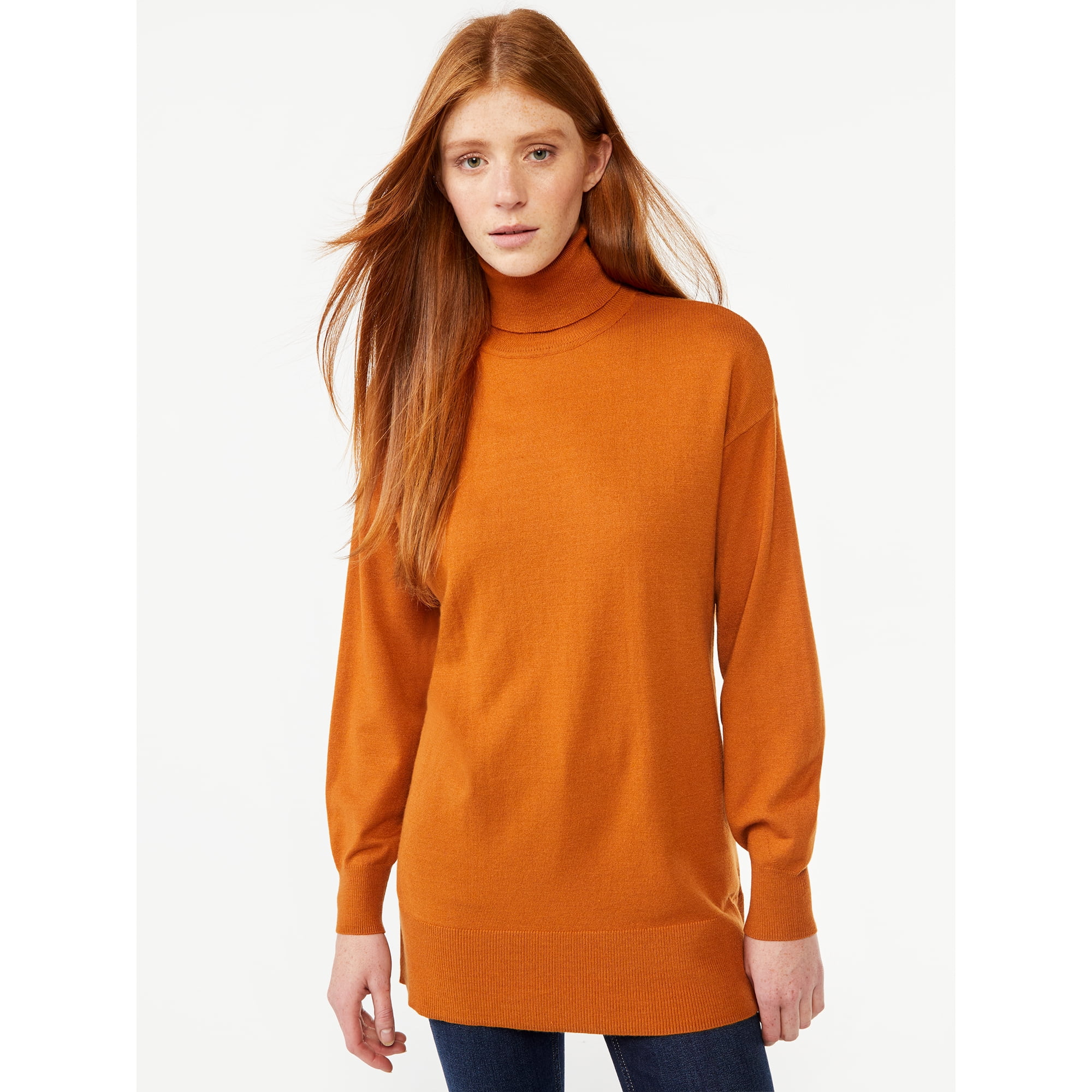 Free Assembly Women's Turtleneck Tunic Sweater - Walmart.com
