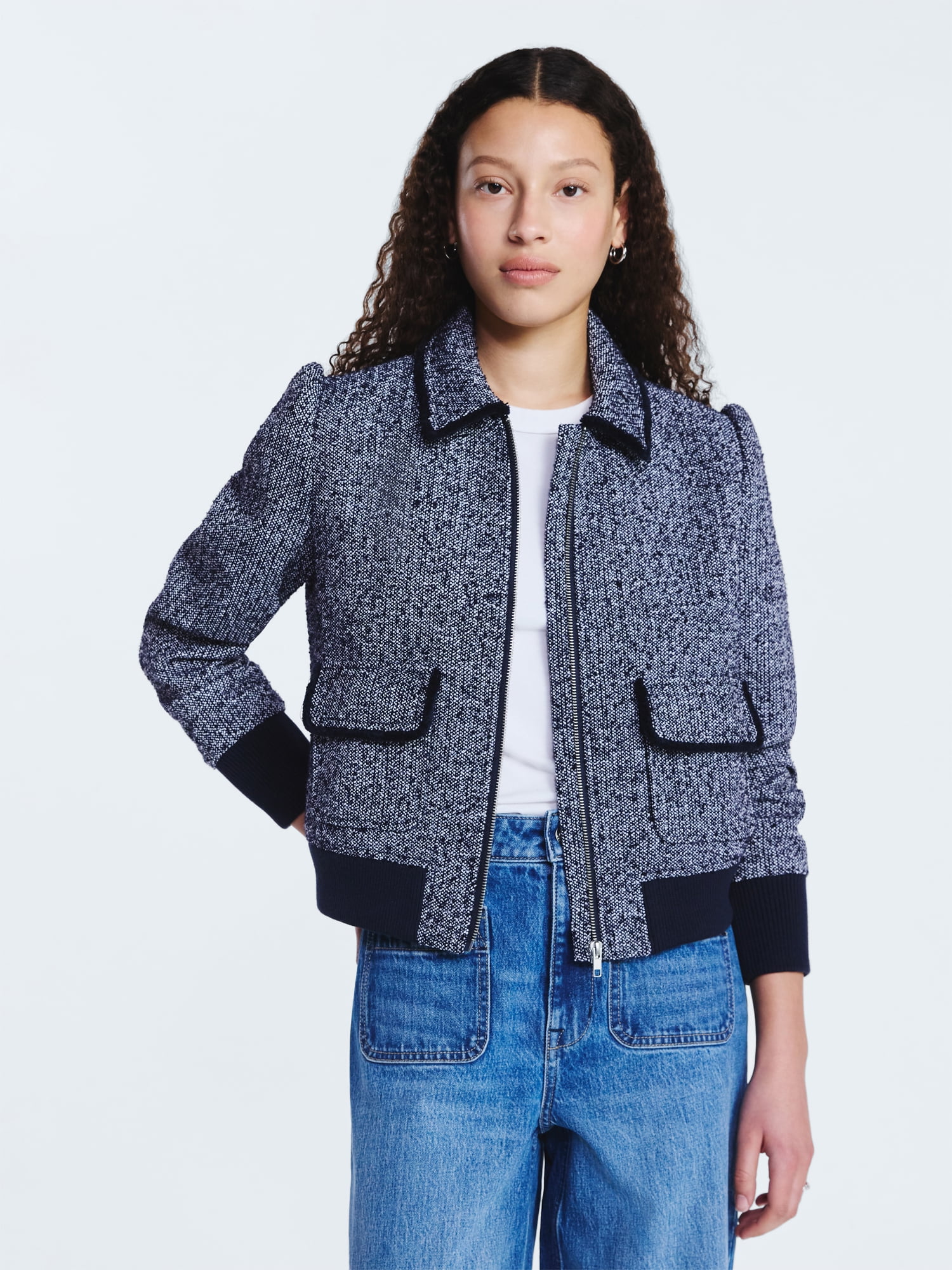 ジャケット・アウター 00s tweed bomber jacket short length y2k Y2k Jacket Cropped Jean Jacket for Women Trendy Y2k Top Harajuku