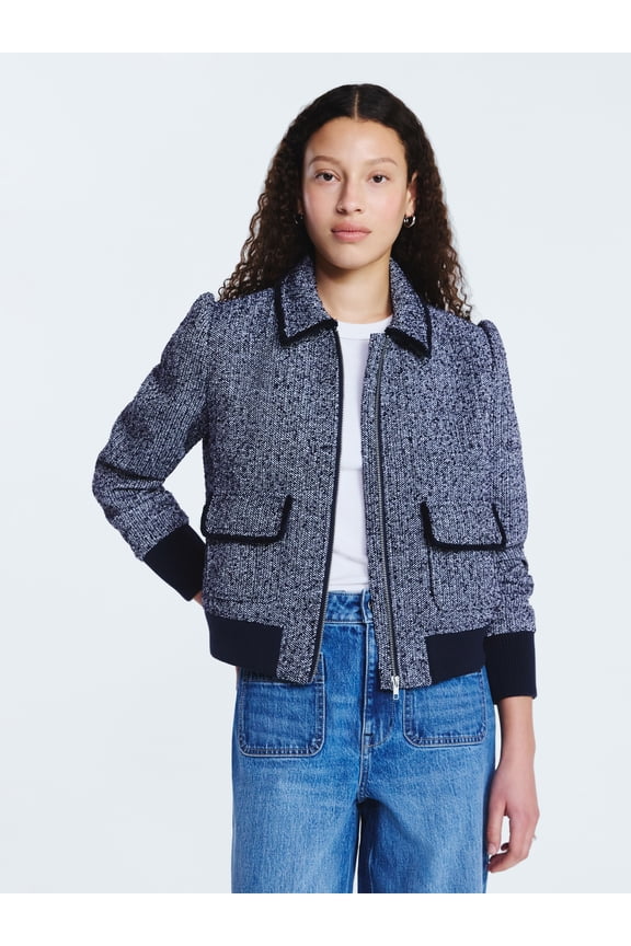 Women's Tweed Bomber Jacket, Sizes XS-XXL