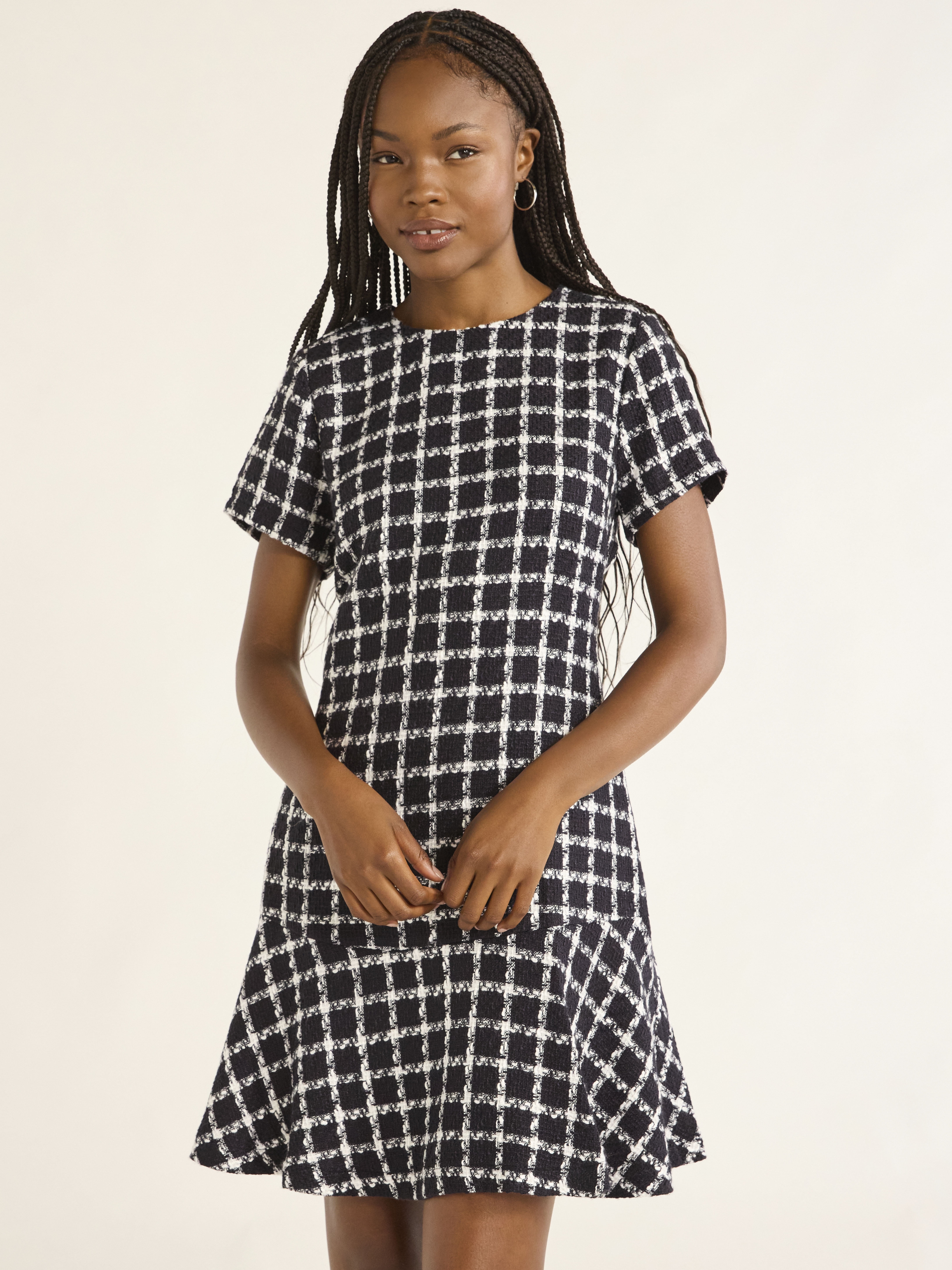 Free Assembly Women’s Tweed Dress with Short Sleeves, Sizes 0-20