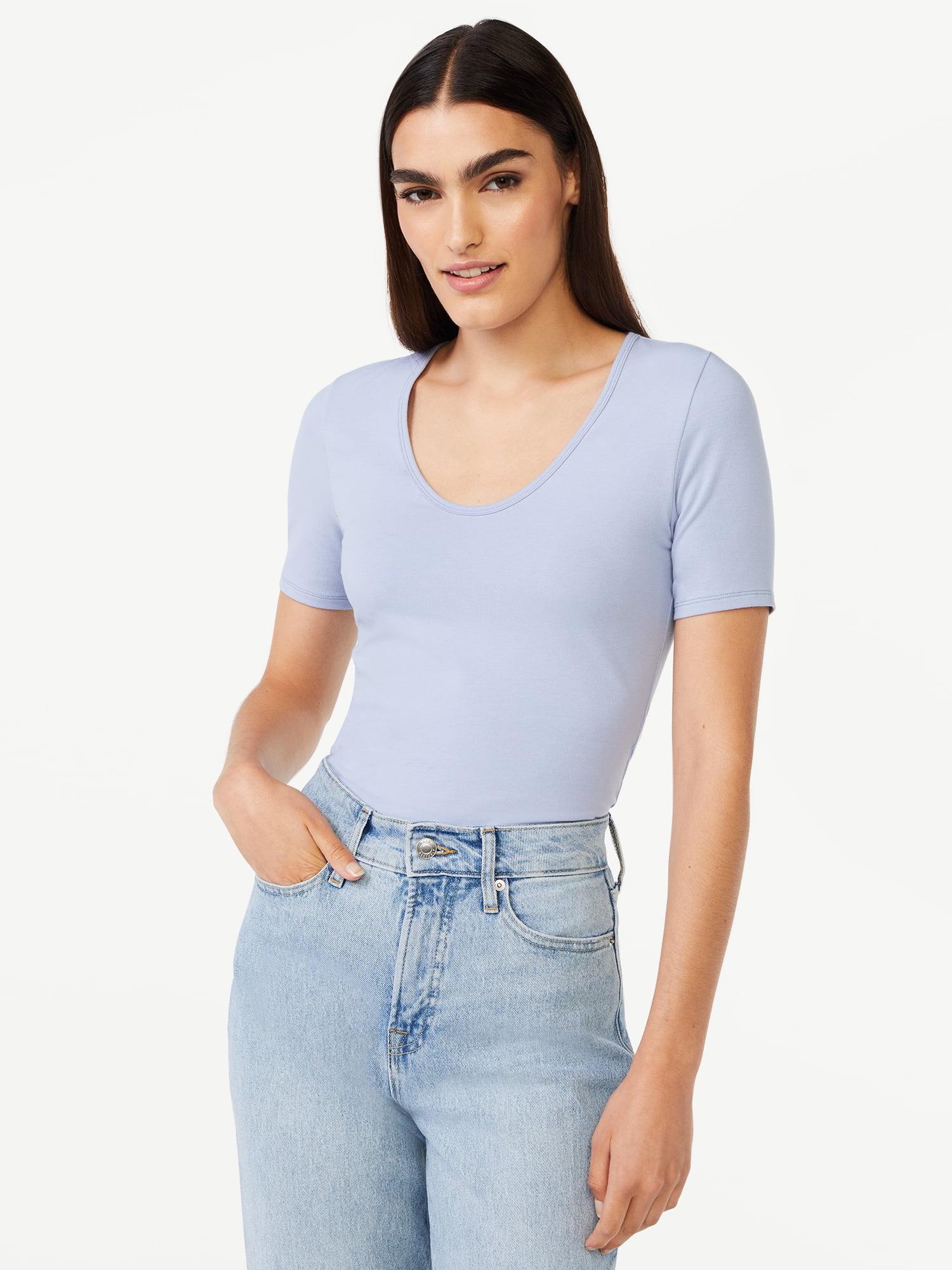 Free Assembly Women's U-Neck Bodysuit with Short Sleeves - Walmart.com