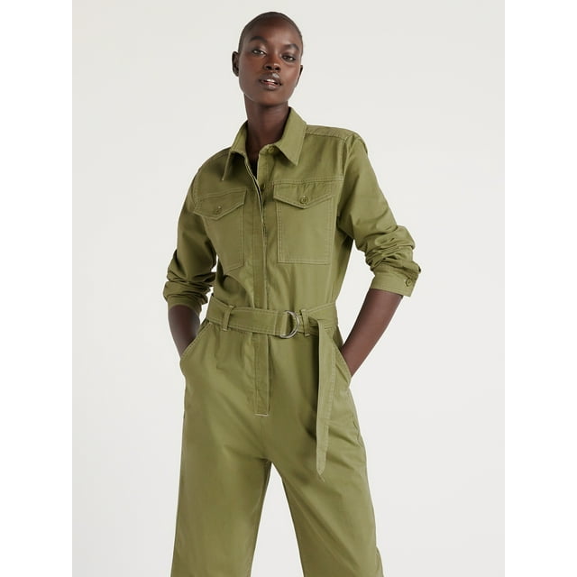 Free Assembly Women's Utility Jumpsuit, 27” Inseam, Sizes XSXXL