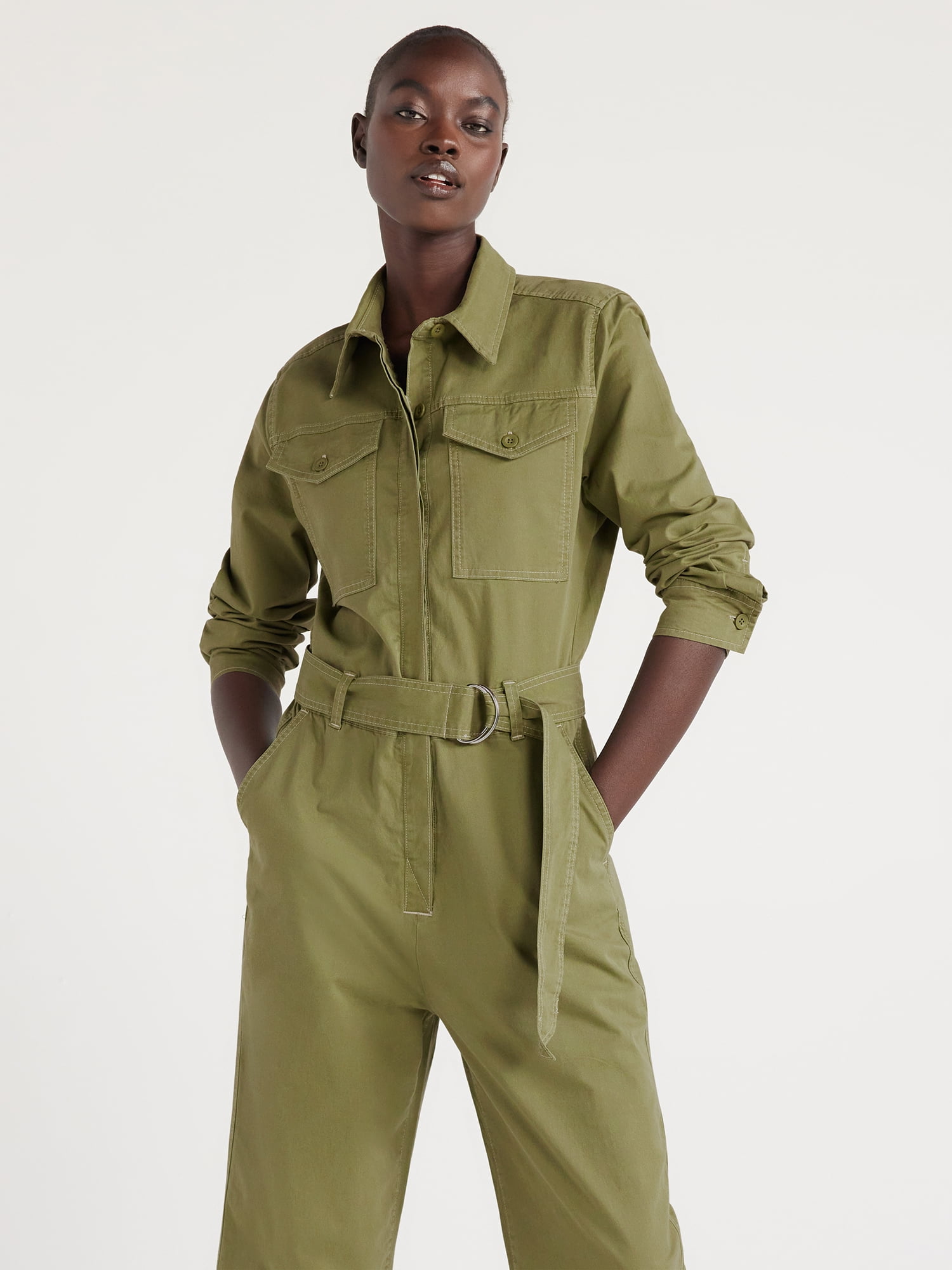 Free Assembly Women's Utility Jumpsuit, 27” Inseam, Sizes XSXXXL