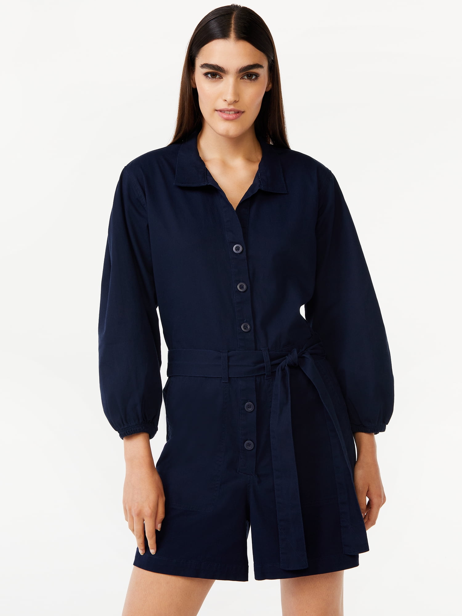 Free Assembly Women's Utility Romper with Blouson Sleeves - Walmart.com