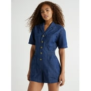 Free Assembly Women’s Utility Romper with Short Sleeves, 4.5” Inseam, Sizes XS-XXL