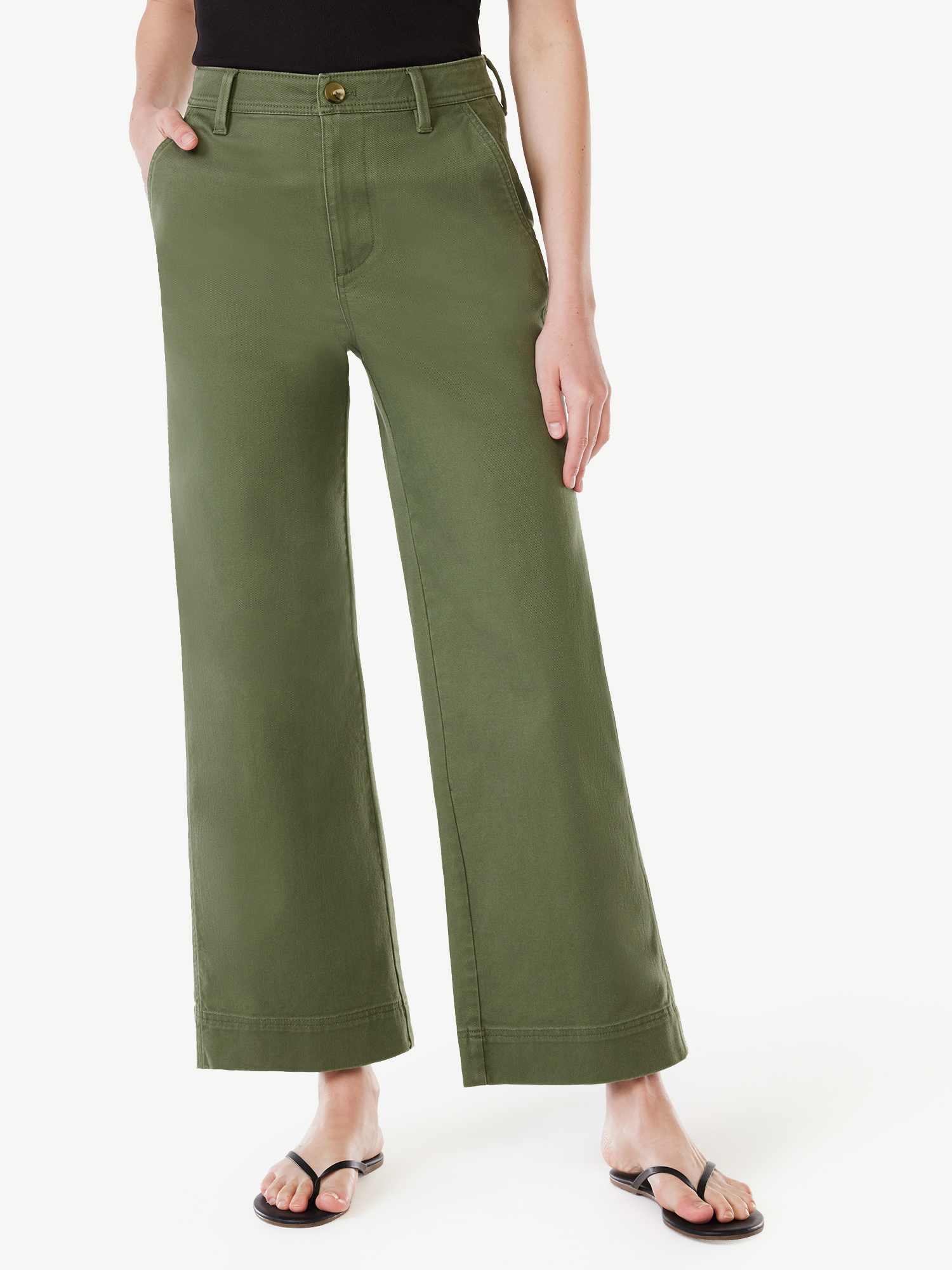 Free Assembly Women's Utility Wide Leg Straight Pants - image 1 of 6