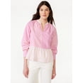 thumbnail image 1 of Free Assembly Women's V-Neck Peplum Top with Long Sleeves, Sizes XS-XXXL, 1 of 7