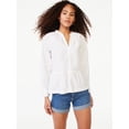 thumbnail image 1 of Free Assembly Women's V-Neck Peplum Top with Long Sleeves, Sizes XS-XXXL, 1 of 6