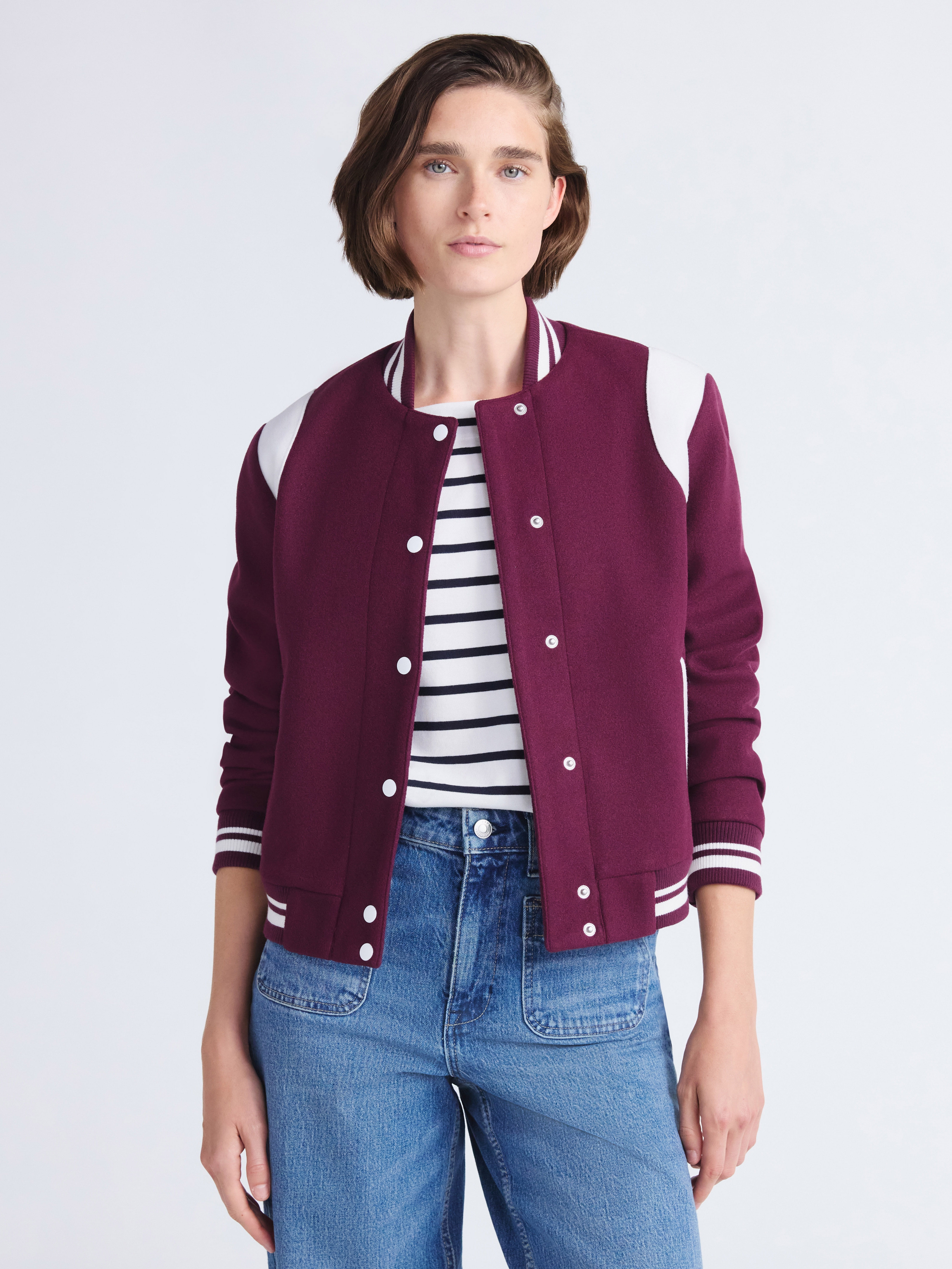 Free Assembly Women's and Women's Plus Faux Wool Varsity