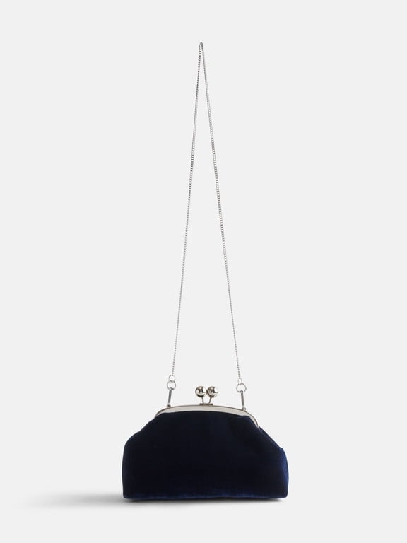Women's Velvet Clutch Handbag, Navy Water