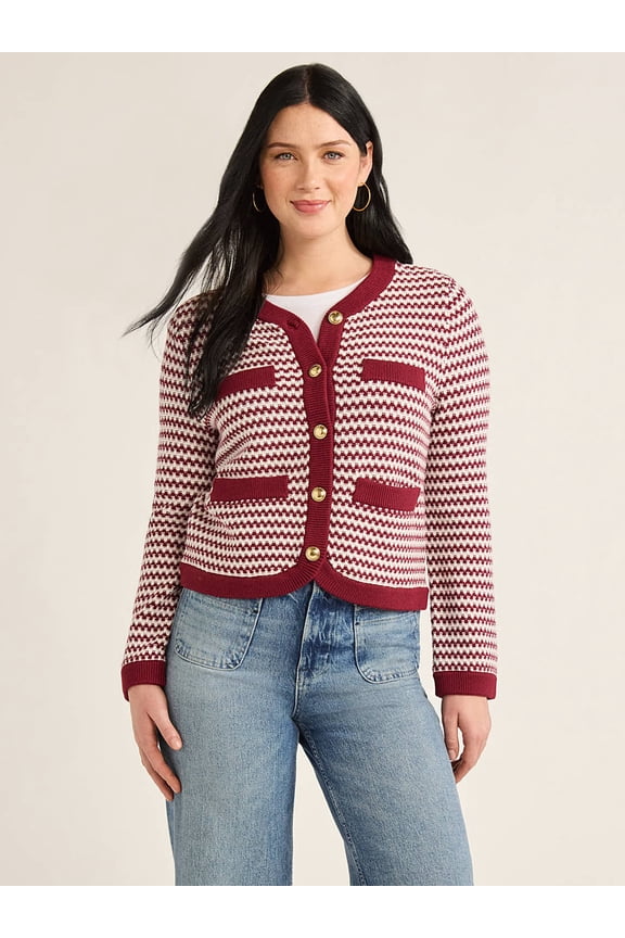 Women’s Welt Pocket Cardigan Sweater, Lightweight, Sizes XS-XXL