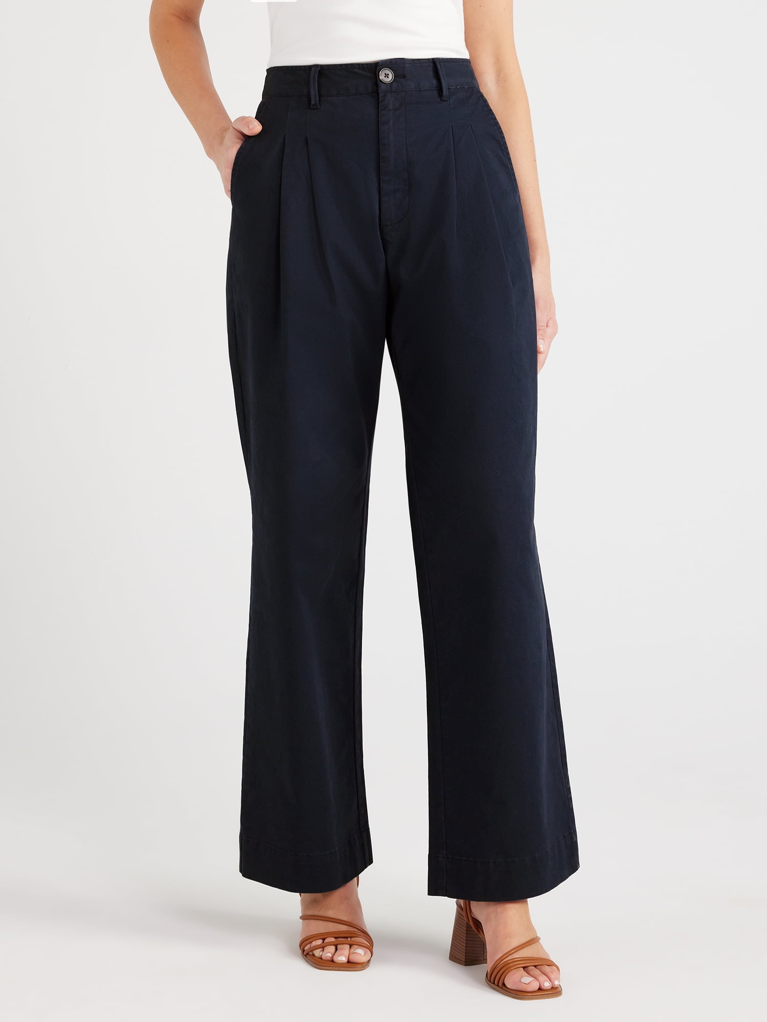 Free Assembly Women's Wide Leg Chino Pants, 31” Inseam Free Assembly Women's Wide Leg Chino Pants, 31” Inseam