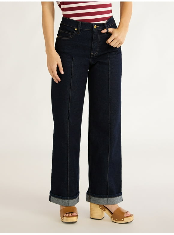 Women's Wide Leg High Rise Pintuck Jeans, 29” Inseam, Sizes 0-20