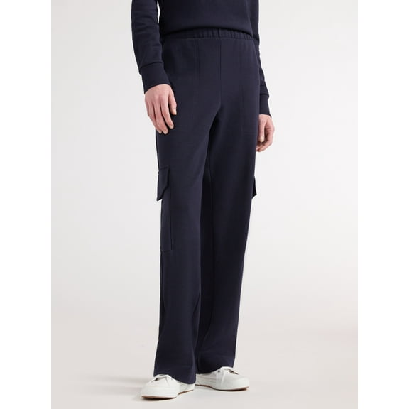 Free Assembly Women's and Women's Plus Wide Leg Knit Cargo Pants, 30” Inseam, Sizes XS-4X