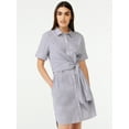 thumbnail image 1 of Free Assembly Women's Wrap Shirt Dress with Short Sleeves, 1 of 6