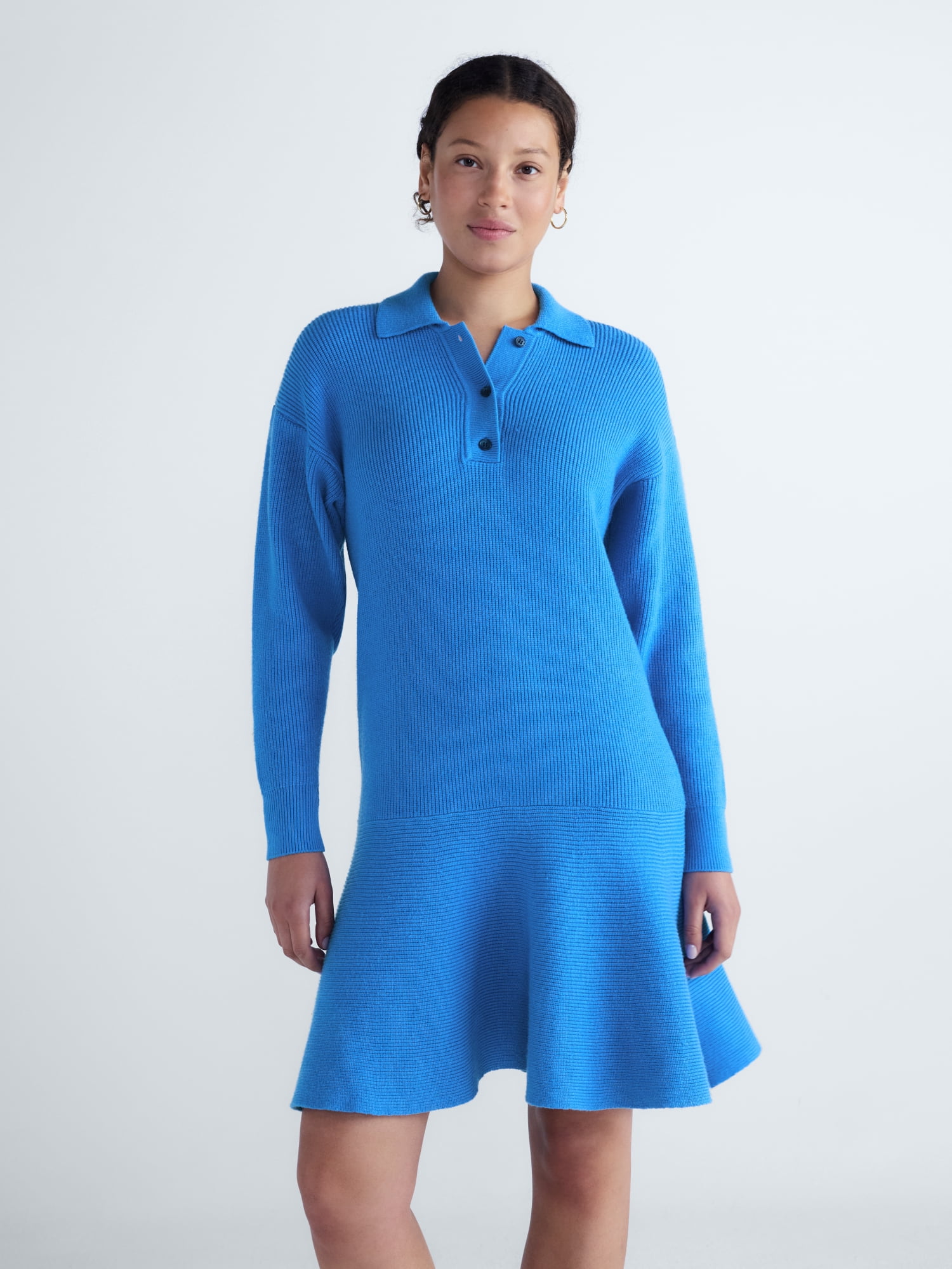 Free Assembly Women's and Women's Plus Drop Waist Mini Sweater Dress, Midweight, Sizes XXS-3X