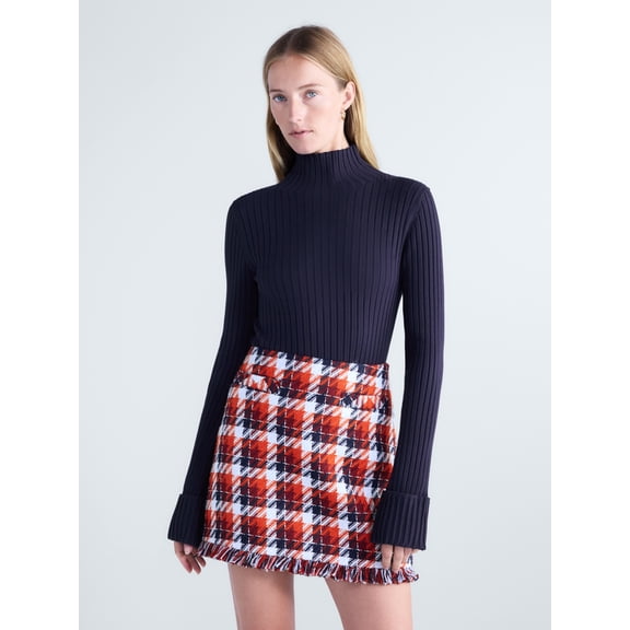 Free Assembly Women's Ribbed Mock Neck Sweater, Midweight, Sizes XXS-XXL