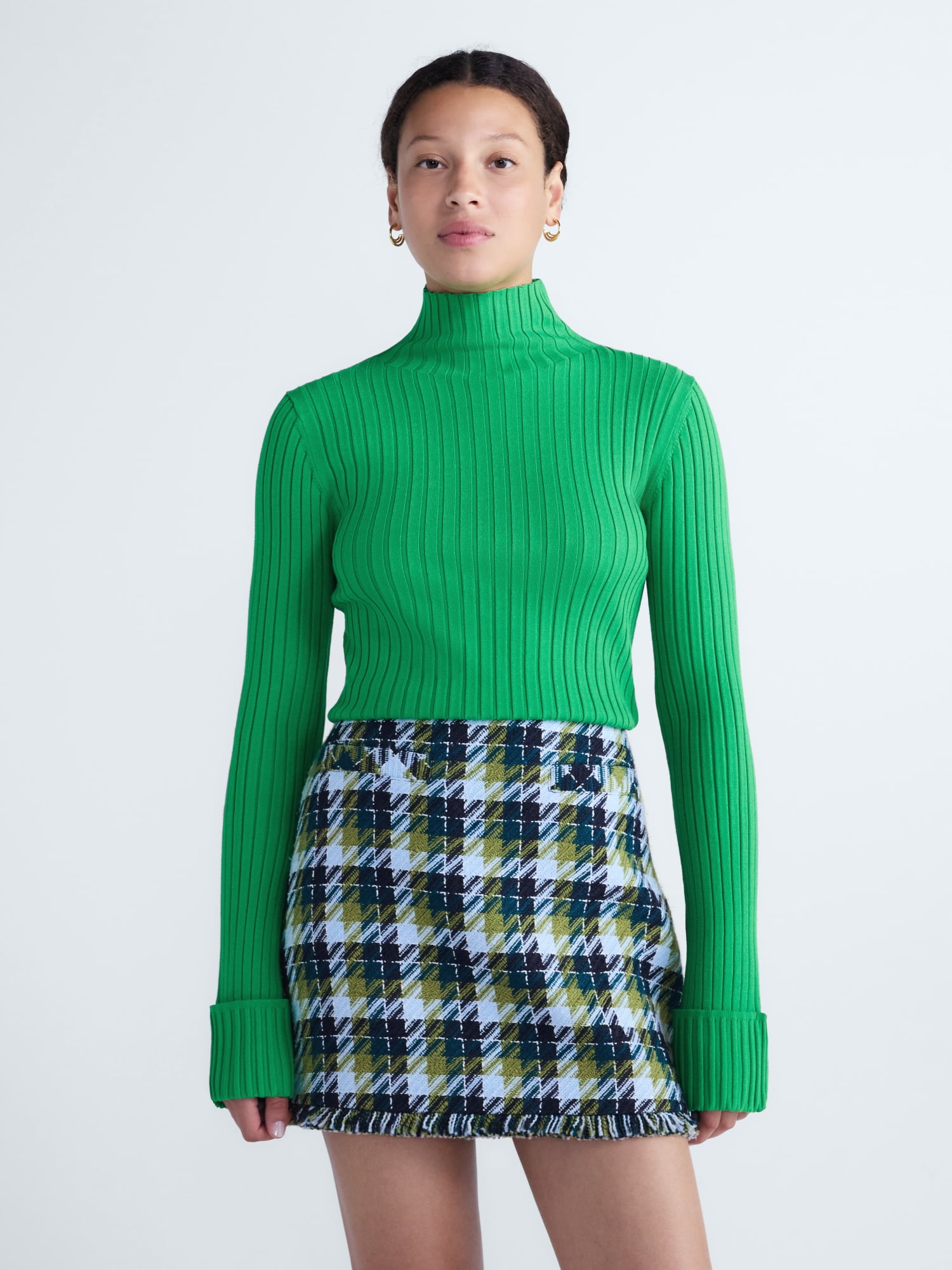 Free Assembly Women's Ribbed Mock Neck Sweater, Midweight, Sizes