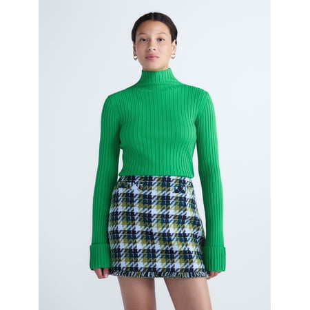 Free Assembly Women's Ribbed Mock Neck Sweater, Midweight, Sizes XXS-XXL