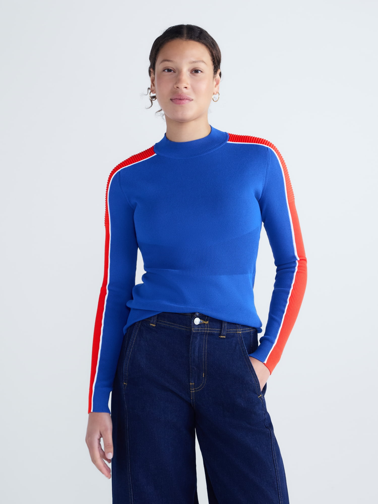 Free Assembly Women's and Women’s Plus Ribbed Top with Long Sleeves, Sizes XXS-3X
