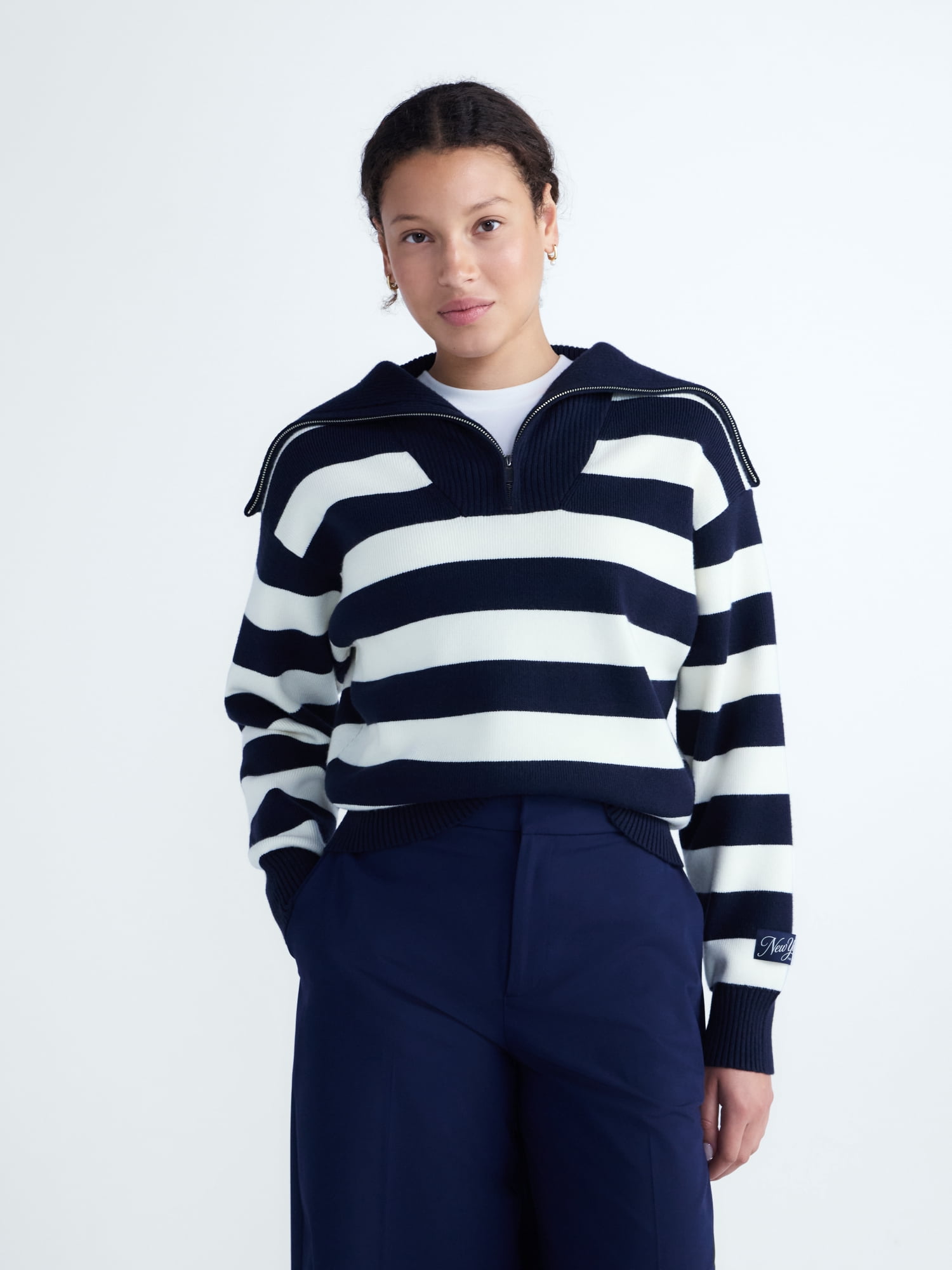 Free Assembly Women's and Women Plus Quarter-Zip Sweater