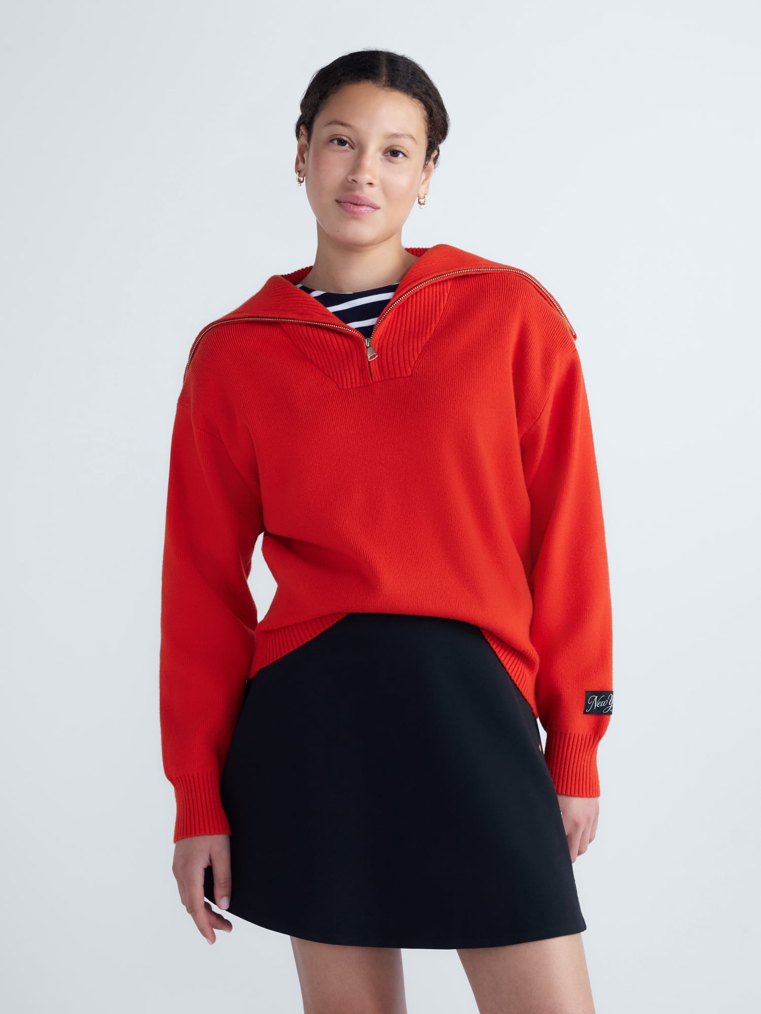 Free Assembly Women's and Women Plus Quarter-Zip Sweater