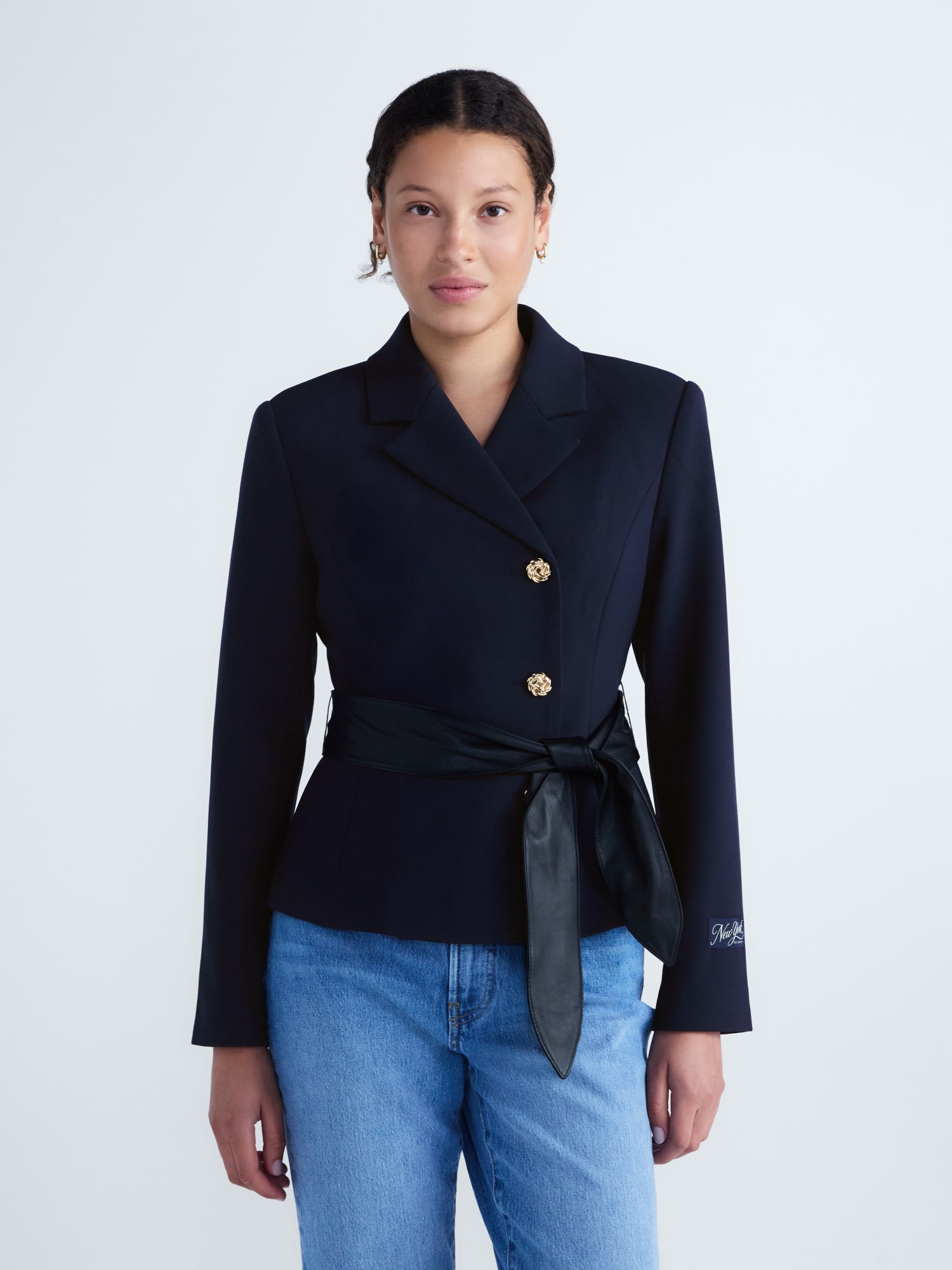 Free Assembly Women's and Women's Plus Asymmetric Belted Blazer, Sizes XXS-4X