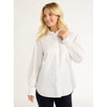 thumbnail image 1 of Free Assembly Women’s and Women's Plus Button Front Boxy Cotton Tunic Shirt with Long Sleeves, Sizes XS-4X, 1 of 6