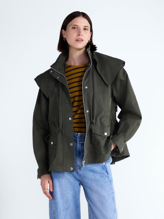 Women's and Women's Plus Cinched Utility Jacket with Hood, Sizes XS-4X