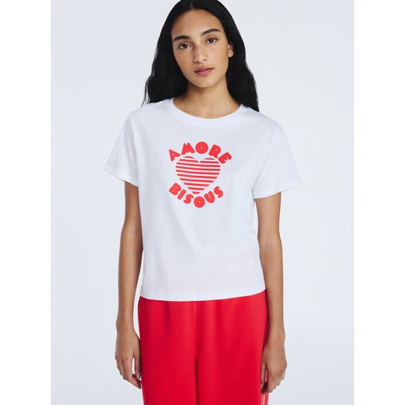 Free Assembly Women's and Women's Plus Cotton Cropped Boxy Graphic Tee with Short Sleeves, Sizes XS-4X