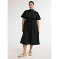 thumbnail image 1 of Free Assembly Women's and Women's Plus Cotton Double Tie Utility Midi Dress with Short Sleeves, Sizes XS-4X, 1 of 4