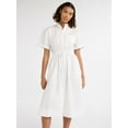 thumbnail image 1 of Free Assembly Women's and Women's Plus Cotton Double Tie Utility Midi Dress with Short Sleeves, Sizes XS-4X, 1 of 5