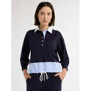 Free Assembly Women’s and Women's Plus Cotton Drawstring Mixy Top, Sizes XS-4X