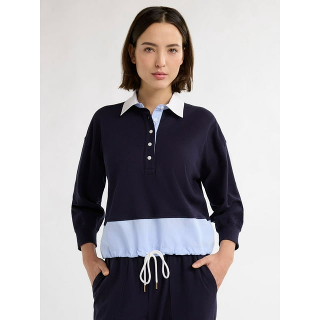 Free Assembly Women’s and Women's Plus Cotton Drawstring Mixy Top, Sizes XS-4X