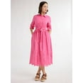 thumbnail image 1 of Free Assembly Women’s and Women's Plus Cotton Eyelet Maxi Shirtdress, Sizes XS-4X, 1 of 4