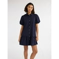 thumbnail image 1 of Free Assembly Women’s and Women's Plus Cotton Ruffle Mini Dress with Puff Sleeves, Sizes XS-4X, 1 of 5