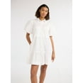 thumbnail image 1 of Free Assembly Women’s and Women's Plus Cotton Ruffle Mini Dress with Puff Sleeves, Sizes XS-4X, 1 of 5