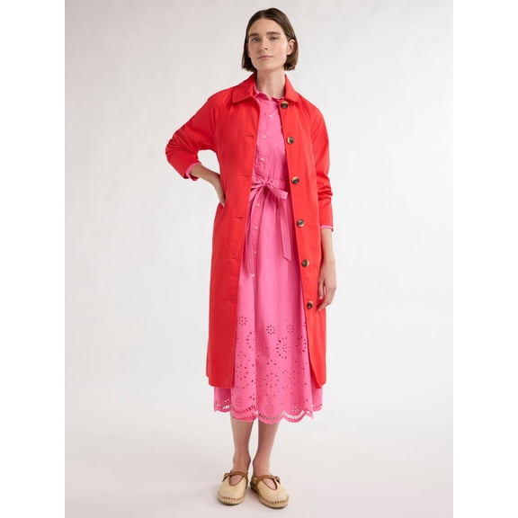 Free Assembly Women’s and Women's Plus Cotton Trench Coat, Sizes XS-4X